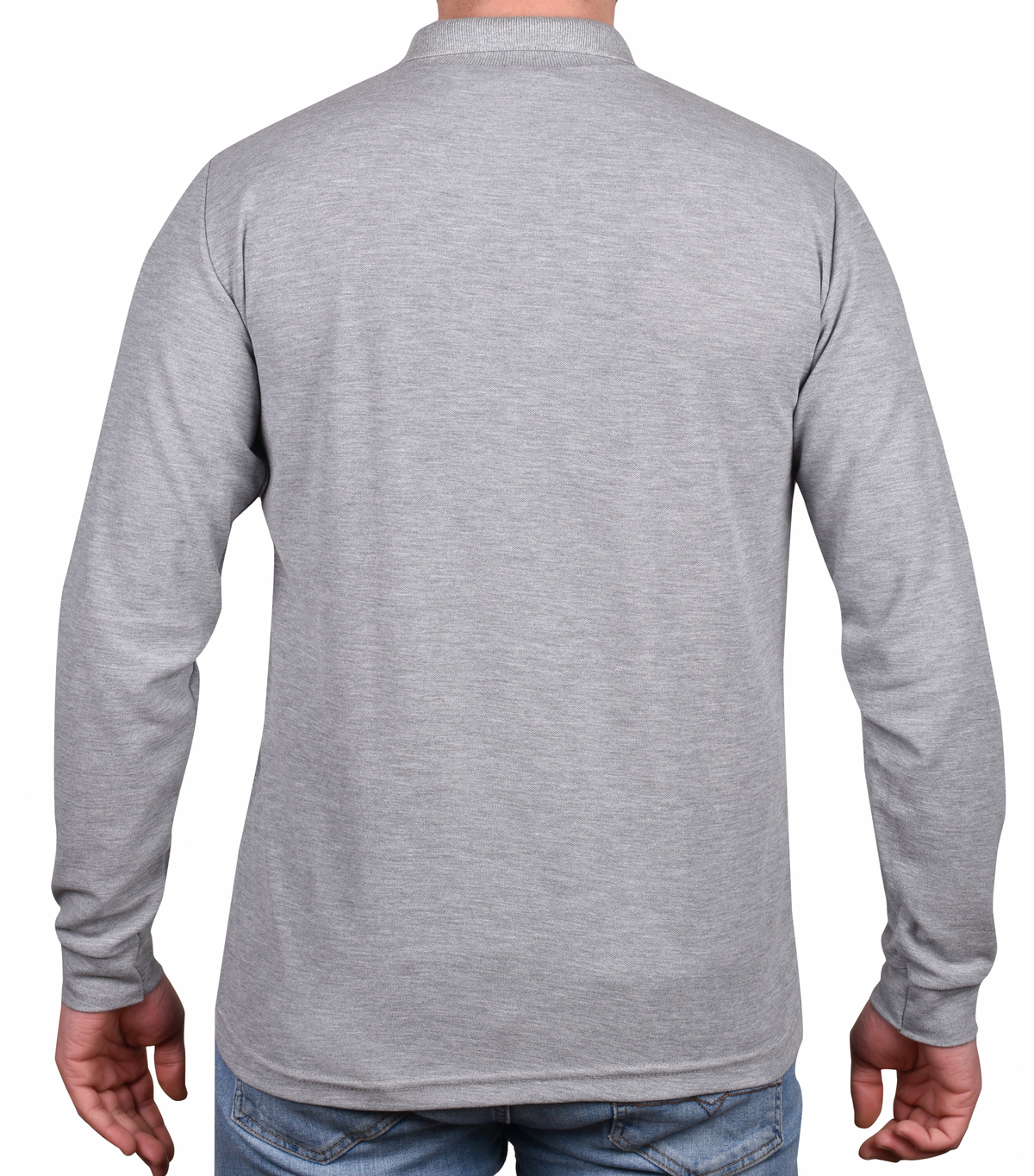 Gri Uzun Kollu Polo Yaka T-shirt