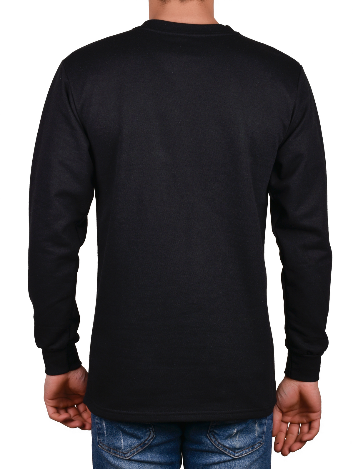 Bisiklet Yaka Siyah Uzun Kollu Sweatshirt