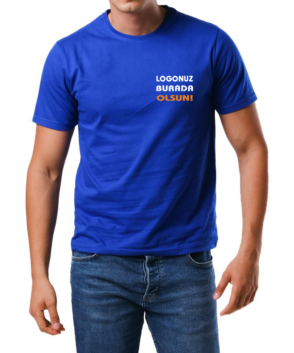 Basic T-shirt Saks Mavi Baskılı veya Baskısız Premium Kalite