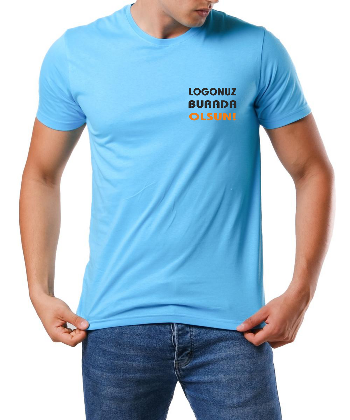 Basic T-shirt Turkuaz Baskılı veya BaskısızPremium Kalite