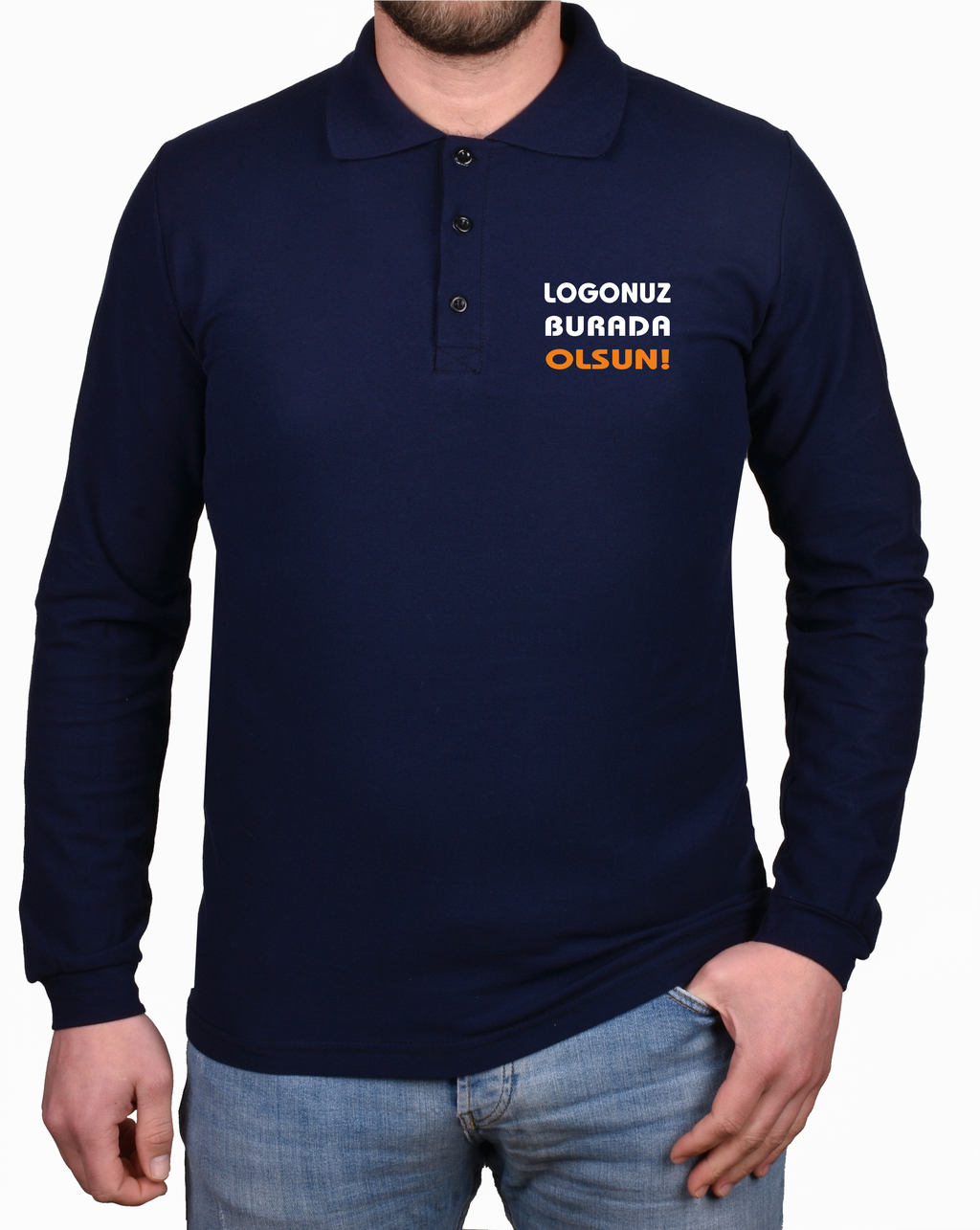 Lacivert Uzun Kollu Polo Yaka T-shirt