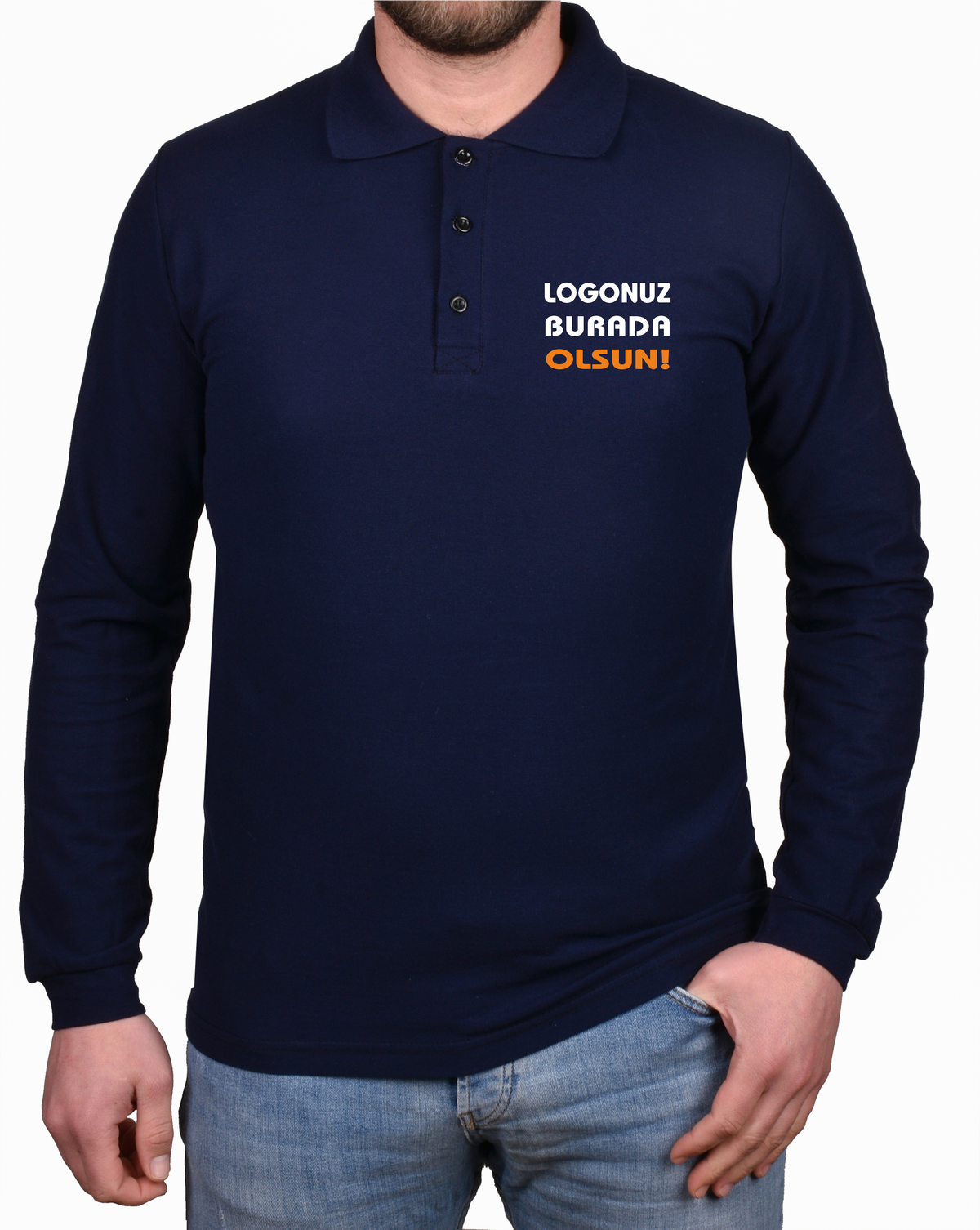 Lacivert Uzun Kollu Polo Yaka T-shirt