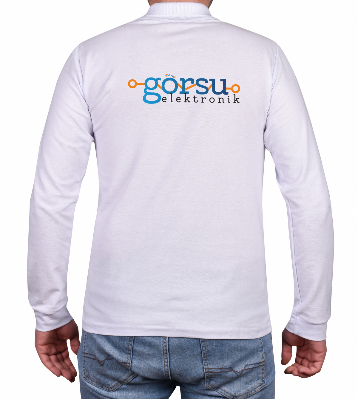 Beyaz Uzun Kollu Polo Yaka T-shirt