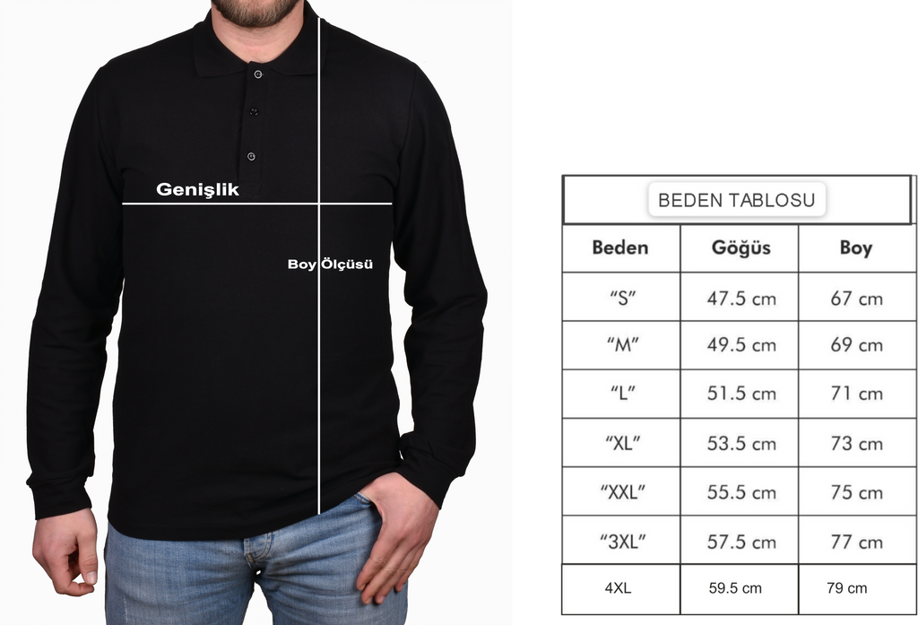 Siyah Uzun Kollu Polo Yaka T-shirt