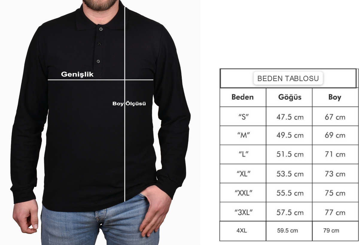 Siyah Uzun Kollu Polo Yaka T-shirt