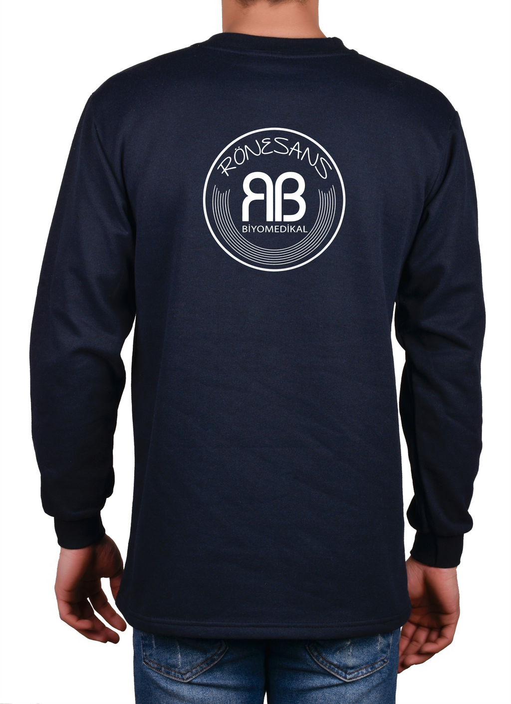 Bisiklet Yaka Lacivert  Uzun Kollu Sweatshirt