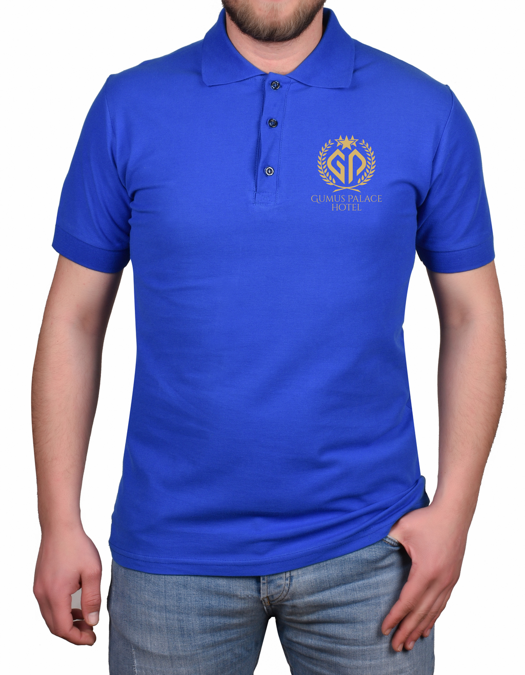 Premium Saks Mavi Polo Yaka Tişört