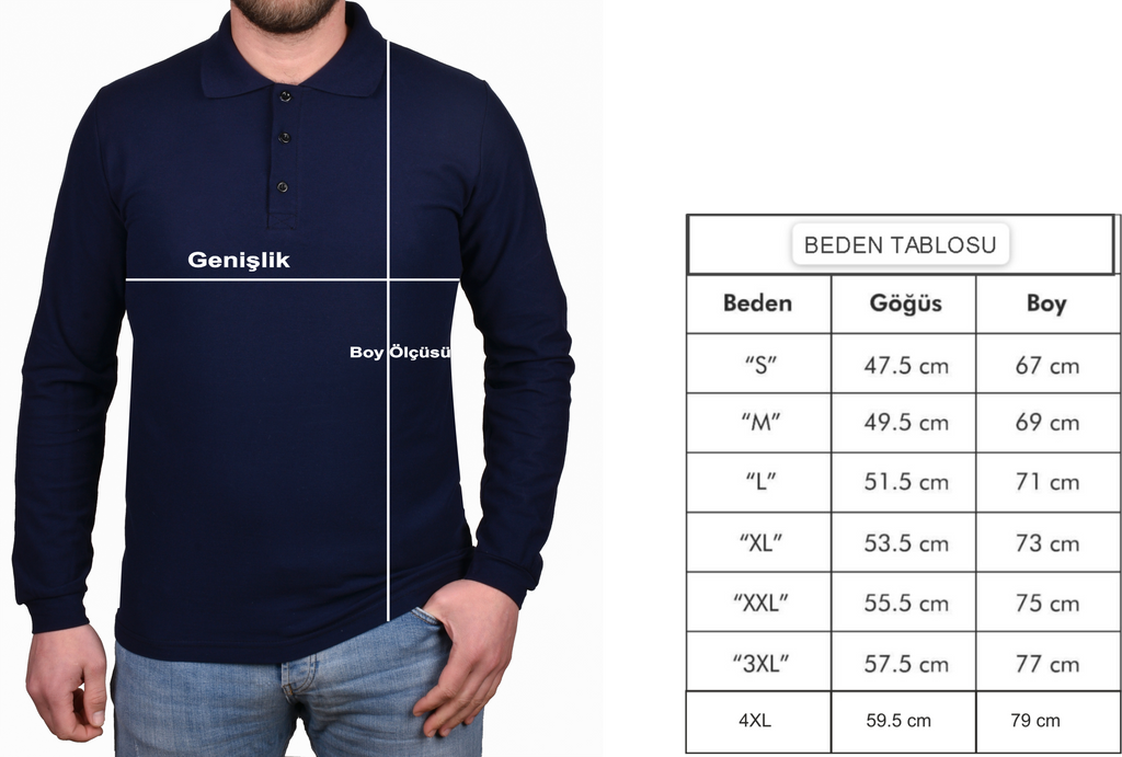 Lacivert Uzun Kollu Polo Yaka T-shirt