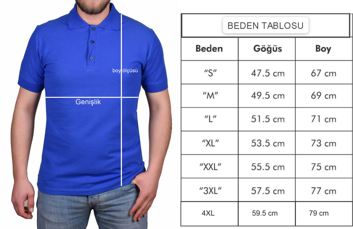Premium Saks Mavi Polo Yaka Tişört