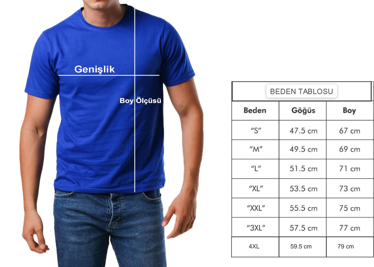 Basic T-shirt Saks Mavi Baskılı veya Baskısız Premium Kalite