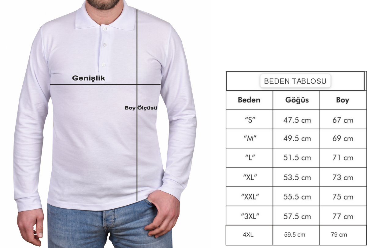 Beyaz Uzun Kollu Polo Yaka T-shirt