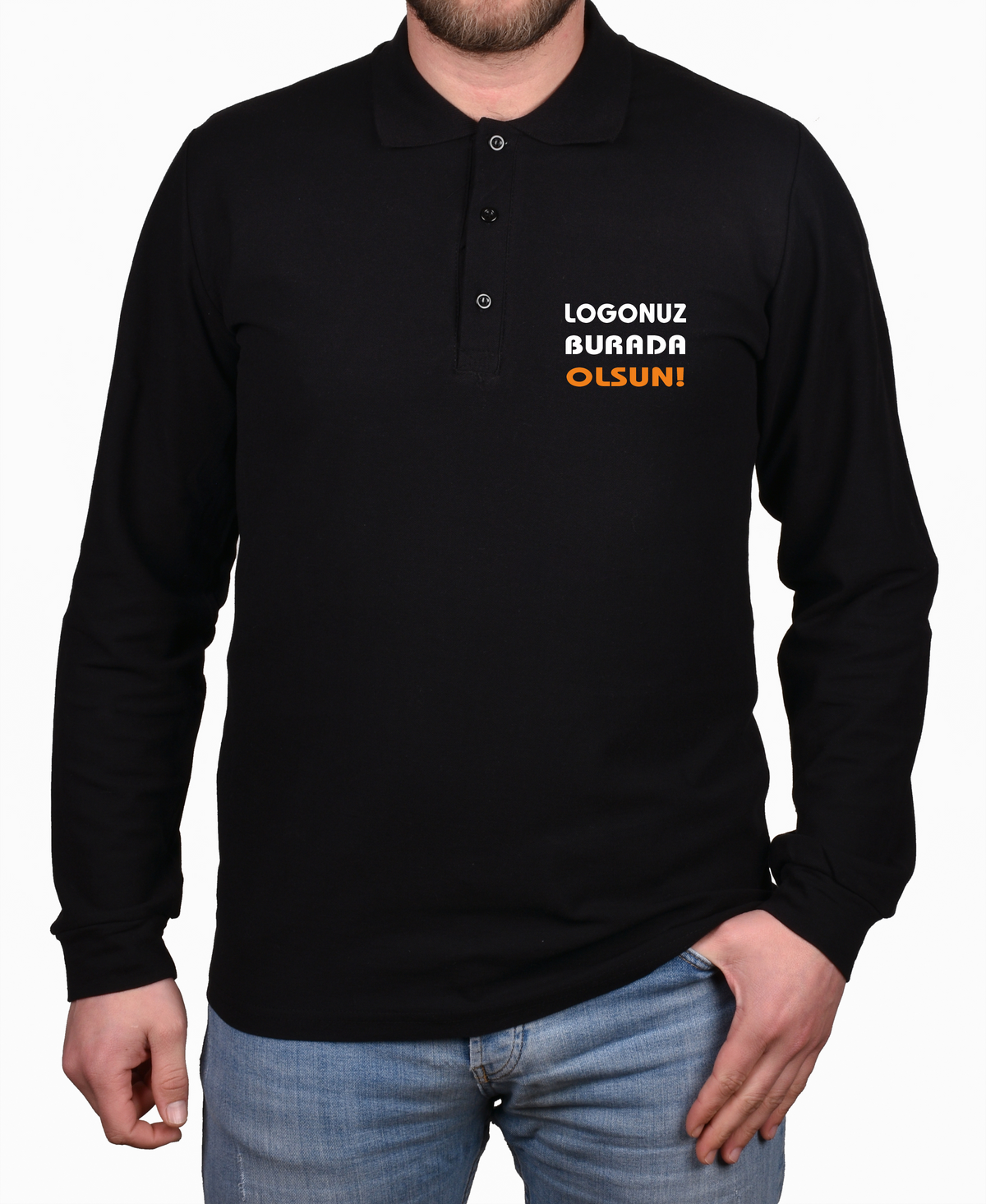 Siyah Uzun Kollu Polo Yaka T-shirt