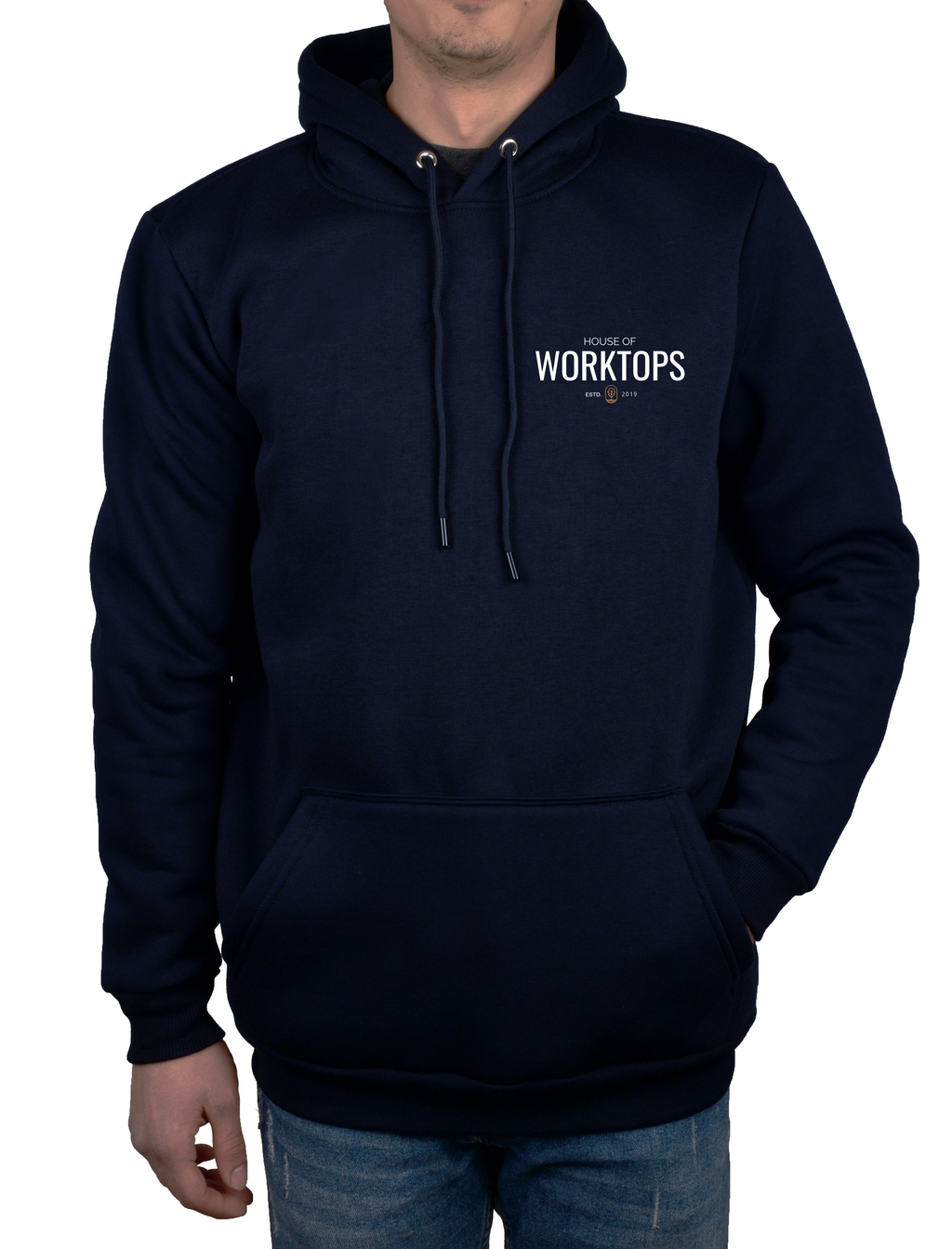 Lacivert  Baskılı  Kapüşonlu Sweatshirt- Üç İplik