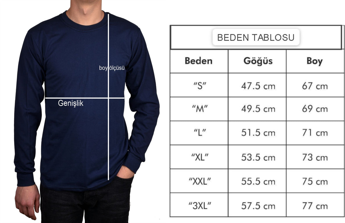 Bisiklet Yaka Lacivert  Uzun Kollu Sweatshirt