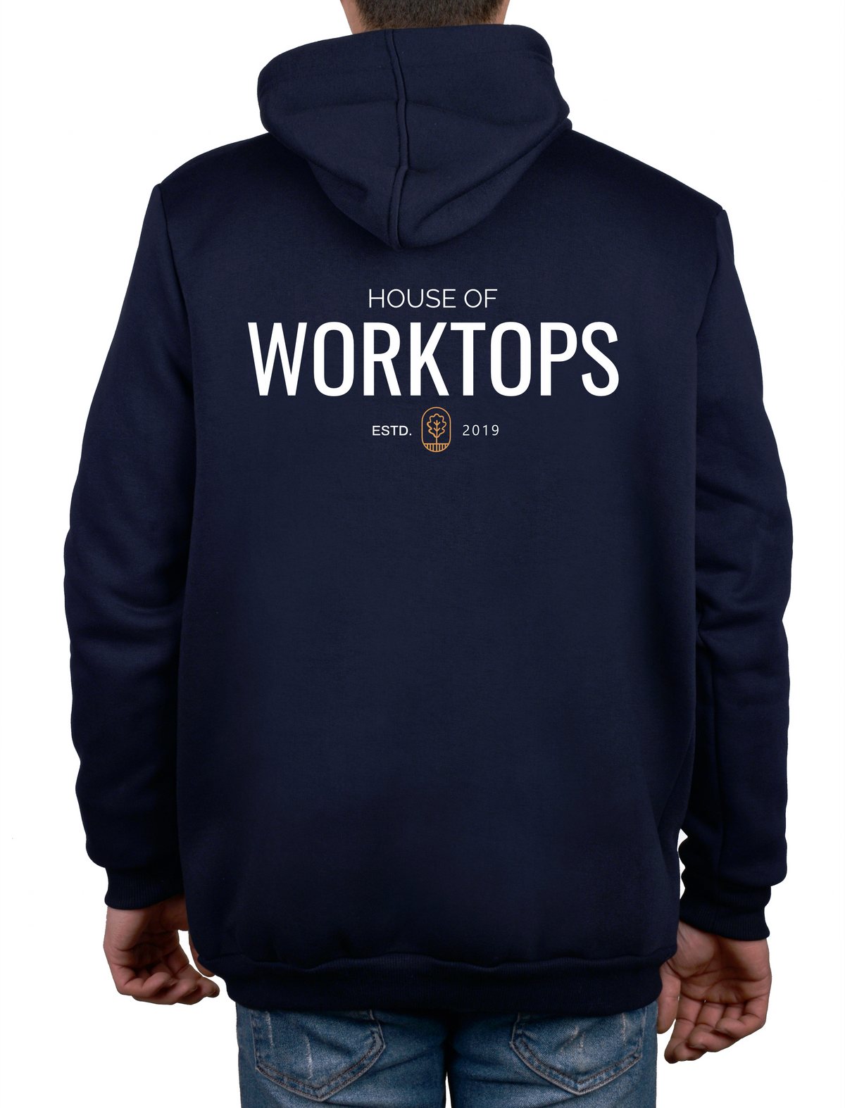 Lacivert  Baskılı  Kapüşonlu Sweatshirt- Üç İplik