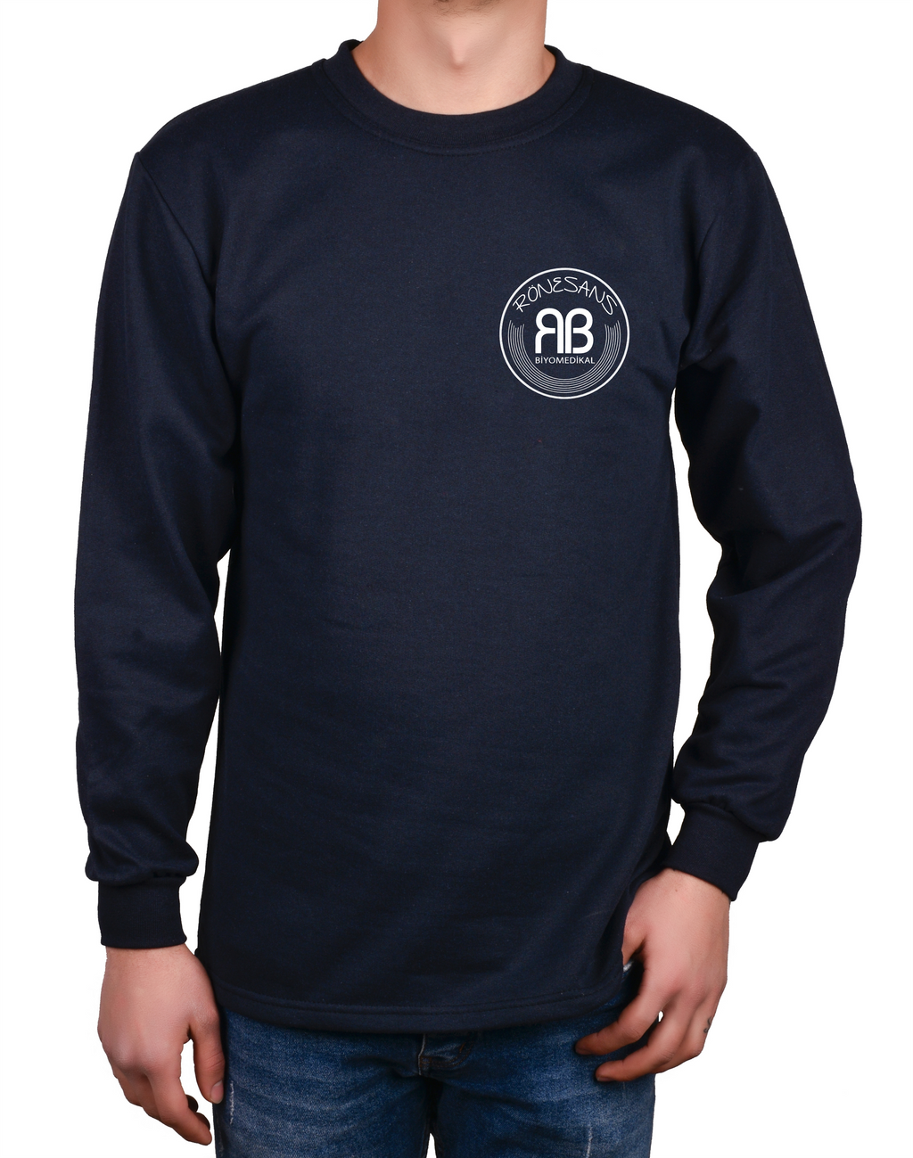 Bisiklet Yaka Lacivert  Uzun Kollu Sweatshirt