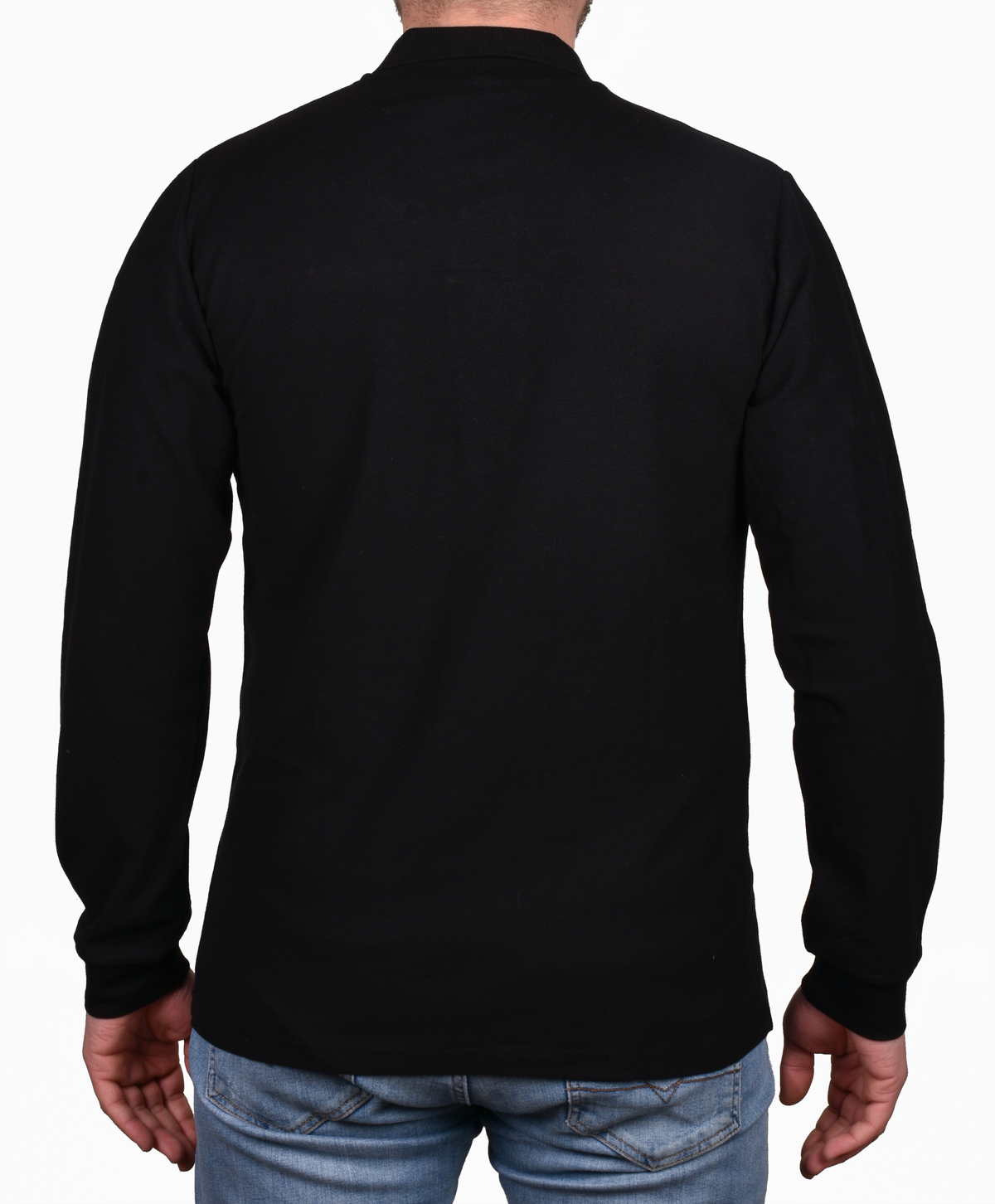 Siyah Uzun Kollu Polo Yaka T-shirt