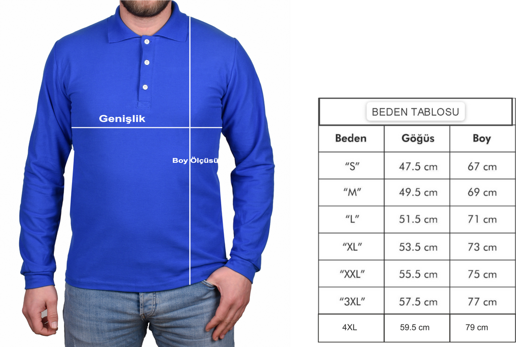 Mavi Uzun Kollu Polo Yaka T-shirt